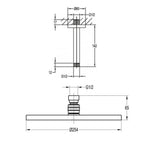 Levo 250mm Design Air-Mixed Rainshower & Ceiling Shower Arm - Matt Black