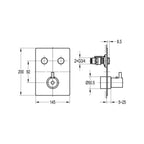 Levo Thermostatic 2-Outlet Square Shower Pack with Rainshower & Slide Rail Kit - Matt Black