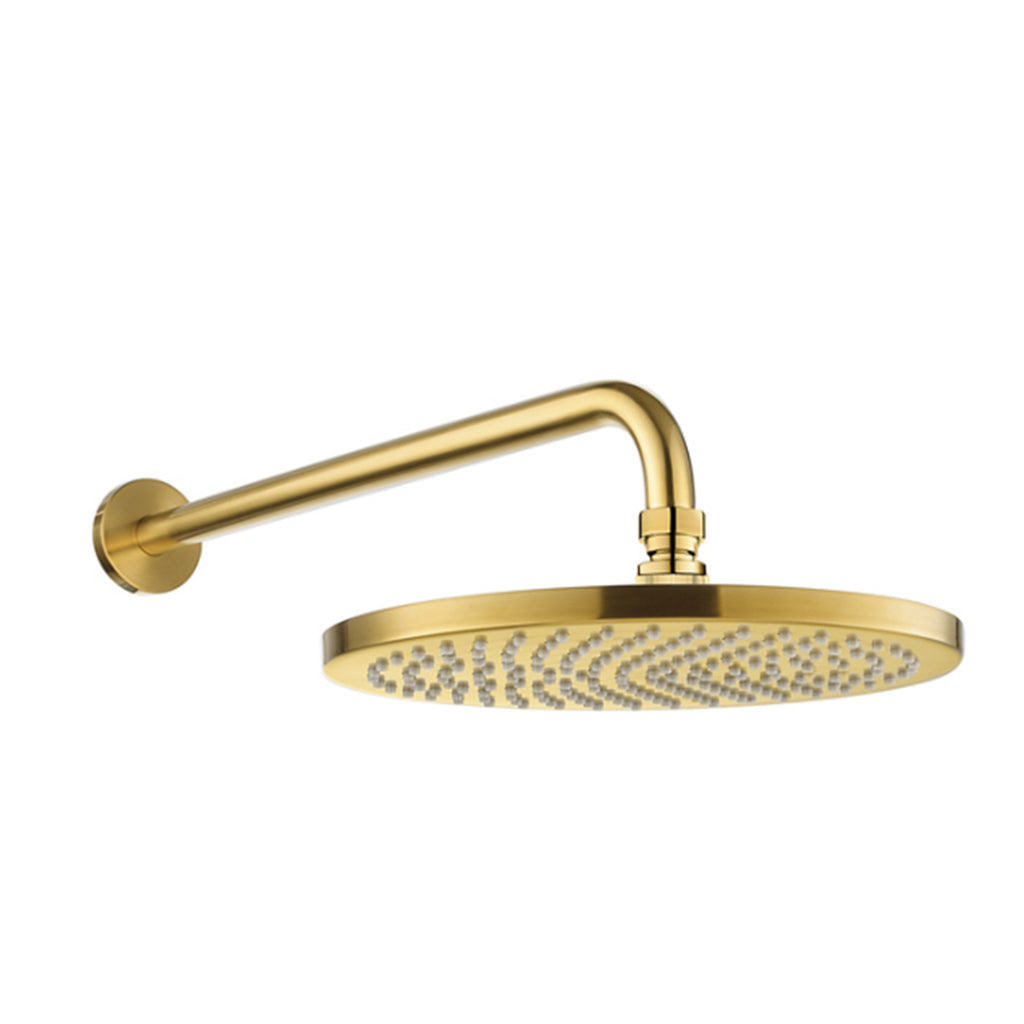 Levo 250mm Design Air-Mixed Rainshower & Shower Arm - Brushed Gold