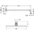 Levo 250mm Design Air-Mixed Rainshower & Shower Arm - Brushed Gold