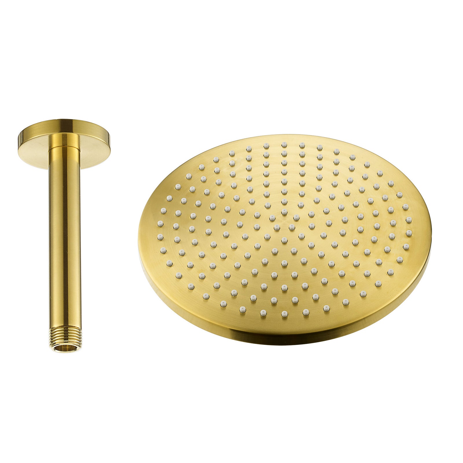 Levo 250mm Design Air-Mixed Rainshower & Ceiling Shower Arm - Brushed Gold