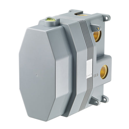 Levo Thermostatic 3-Outlet Round Shower Valve with Fixed Head, Handshower & Bath Overflow Filler - Brushed Nickel