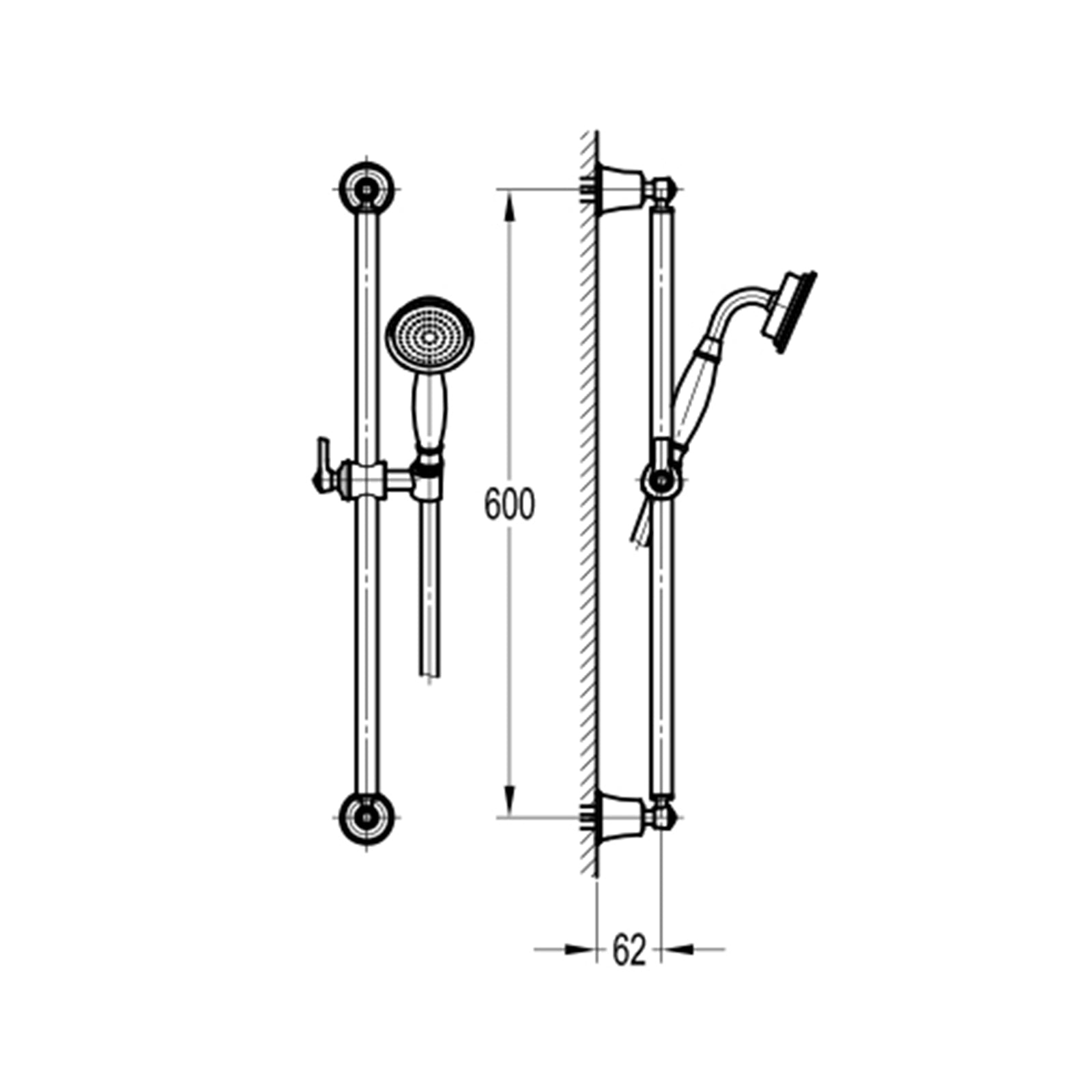Flova Liberty Slide Rail Kit Excluding Wall Outlet