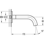 Levo 170mm Wall Mounted Bath Spout - Matt Black