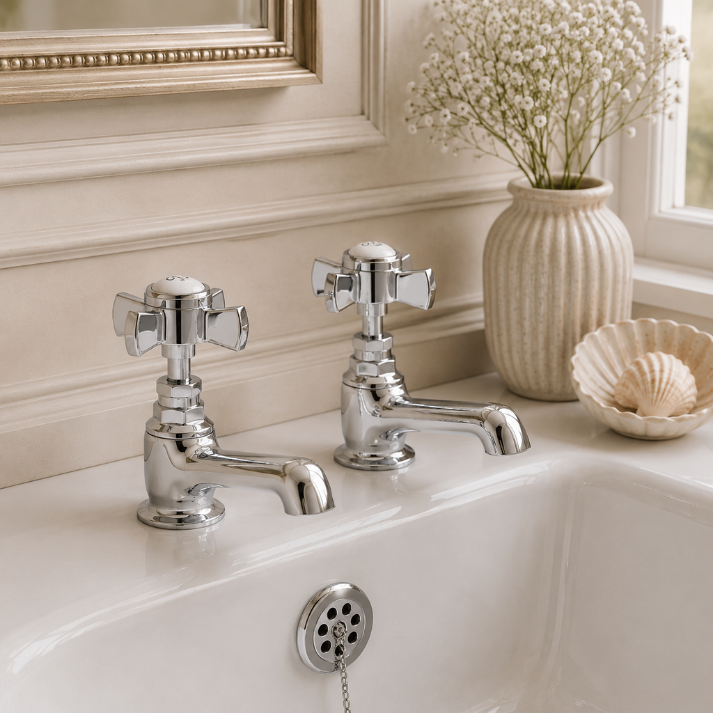 Molyneux Traditional Bath Taps Pair – Chrome