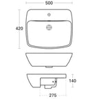 MyHome 1 Tap Hole Semi Recessed Basin - 50 x 42cm