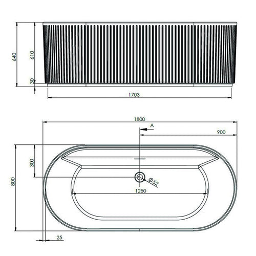 Naxos Freestanding Bath - 1800 x 800mm