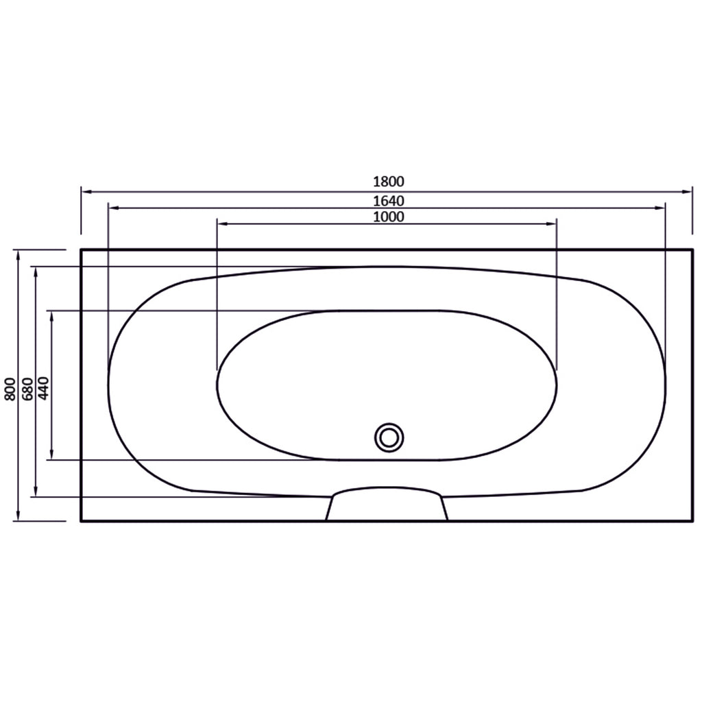 Nebraska 1800 x 800mm Double Ended Bath - Superspec