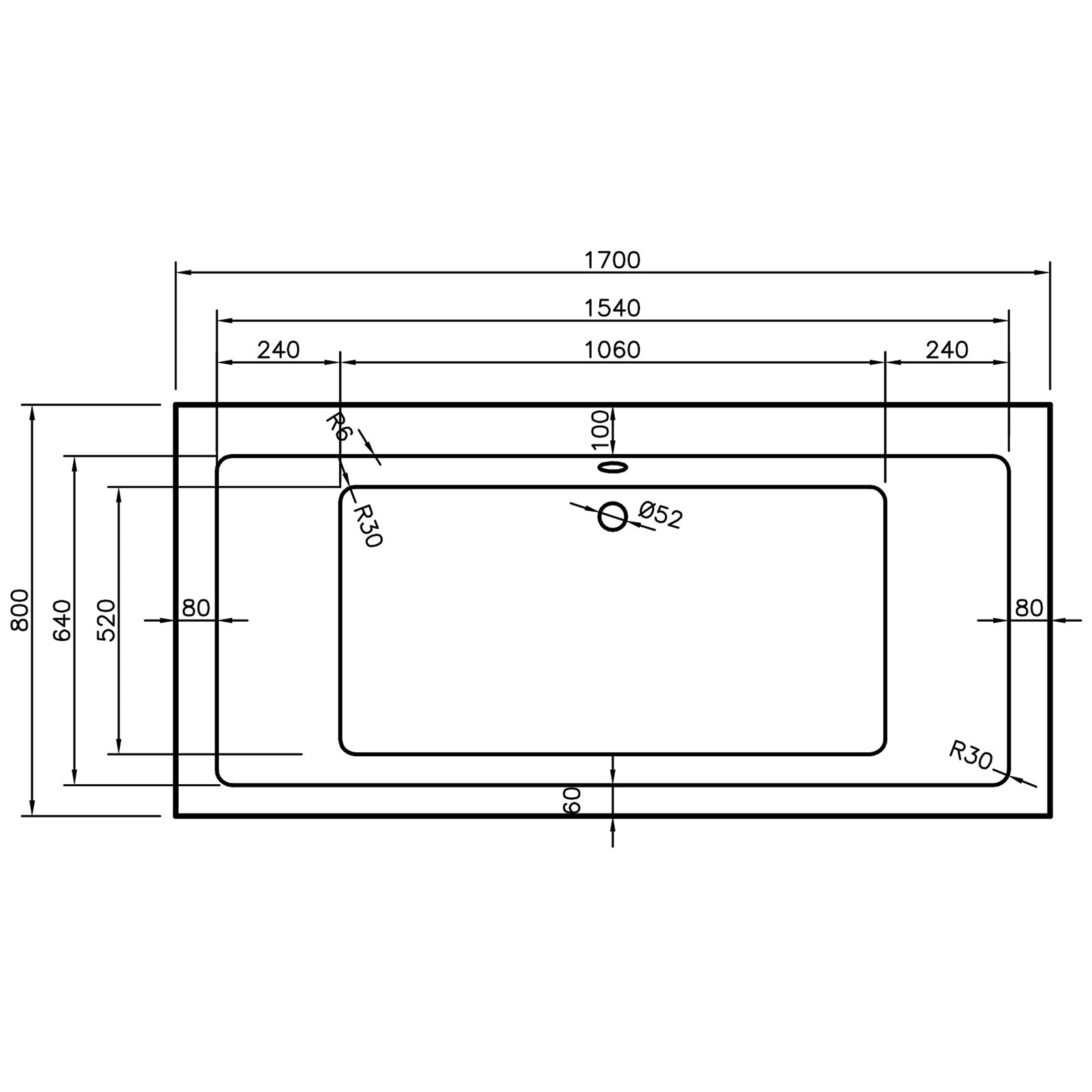 Nevada Single Ended Bath - Whirlpool Option 1