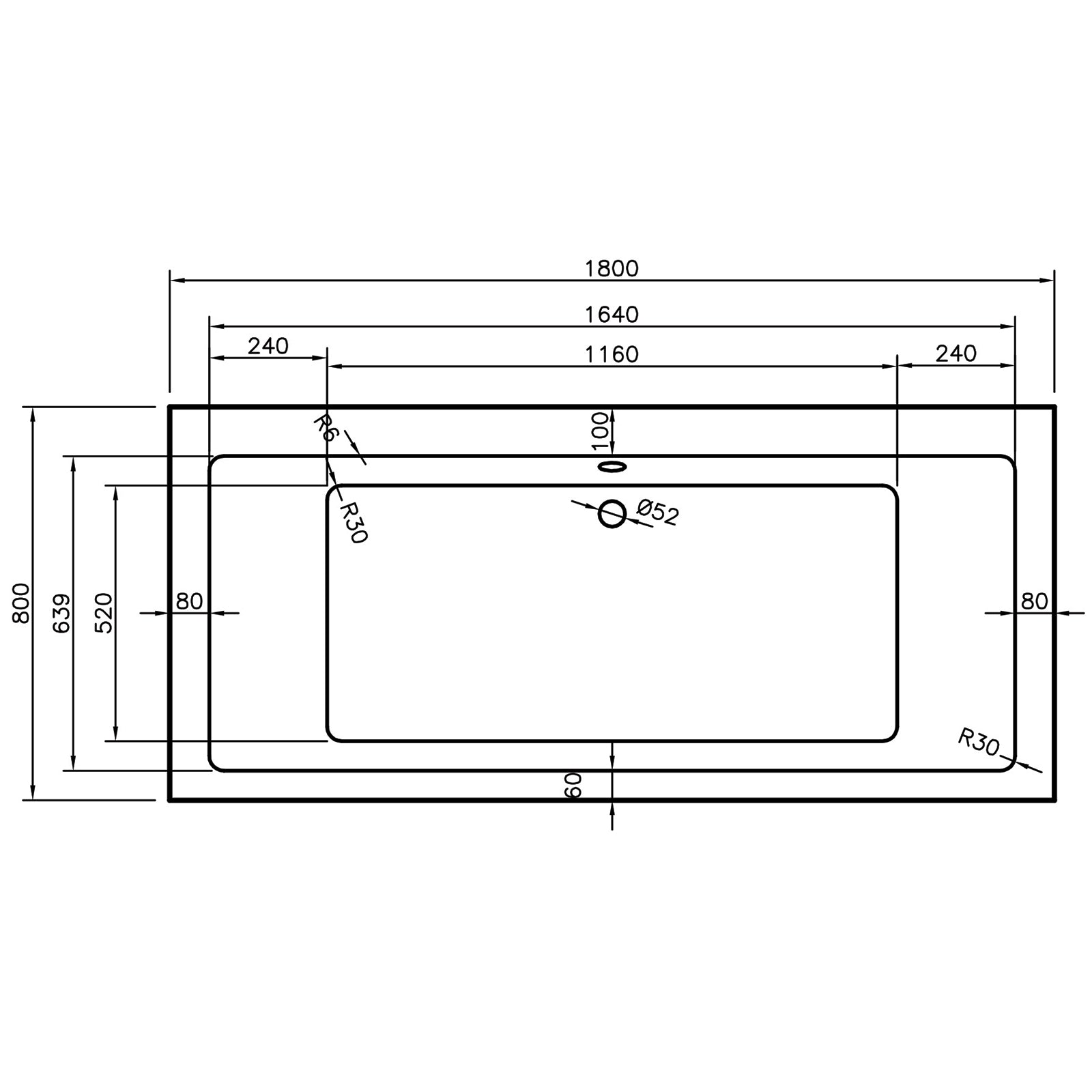 Nevada Single Ended Bath - Whirlpool Option 1