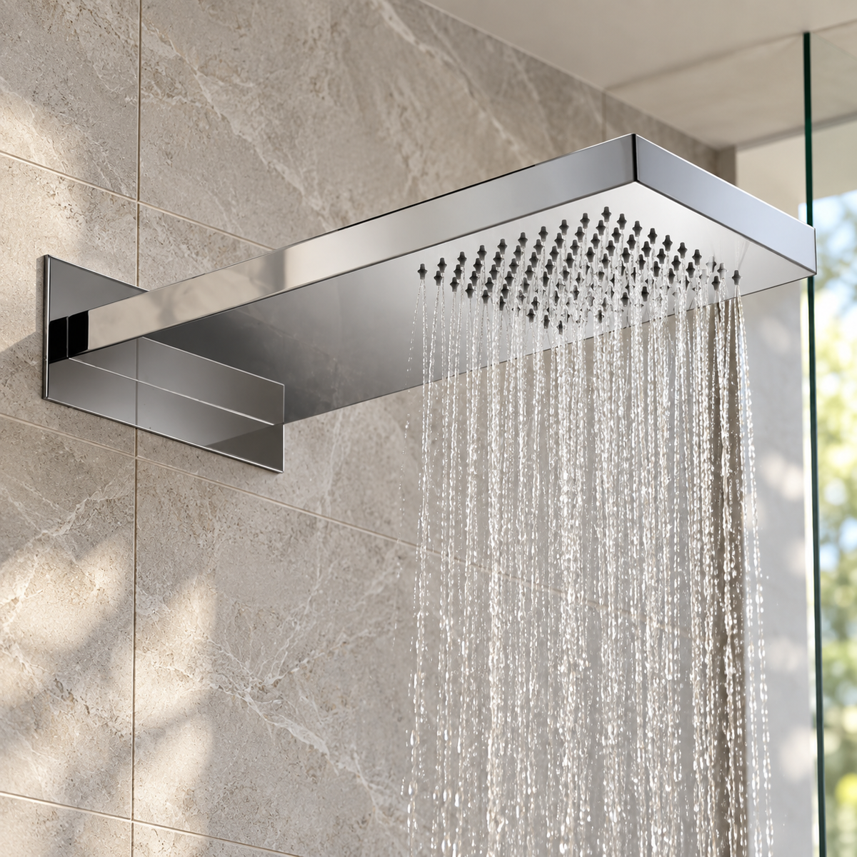 Nevada Rectangular Rainfall Shower Head – Chrome