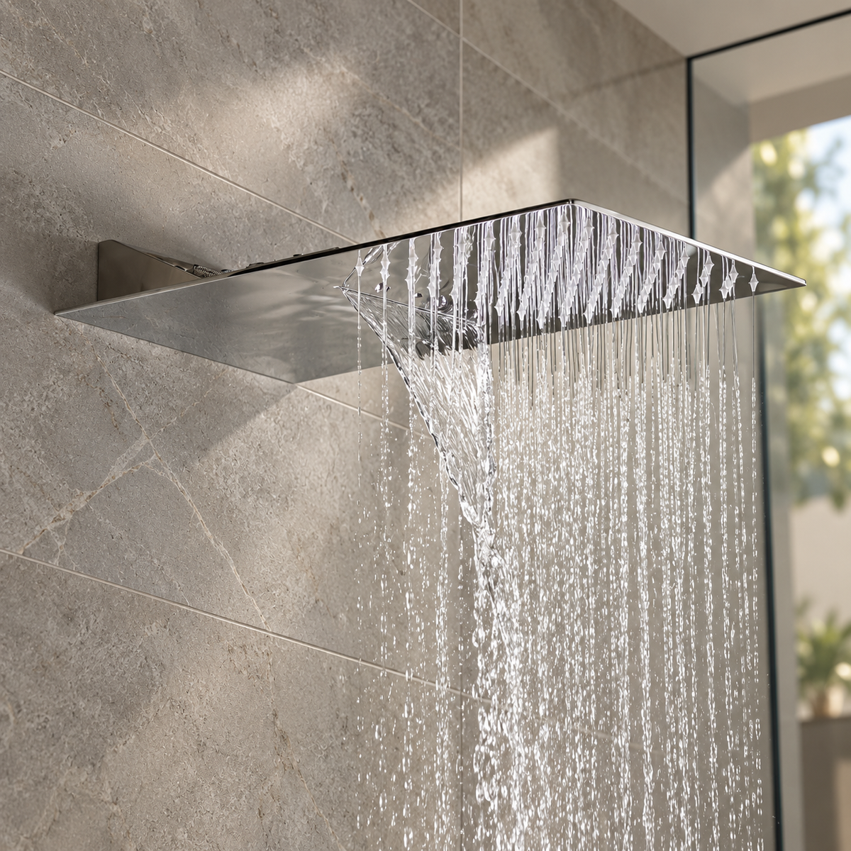 Nevada Slim Rainfall & Waterfall Shower Head – Chrome