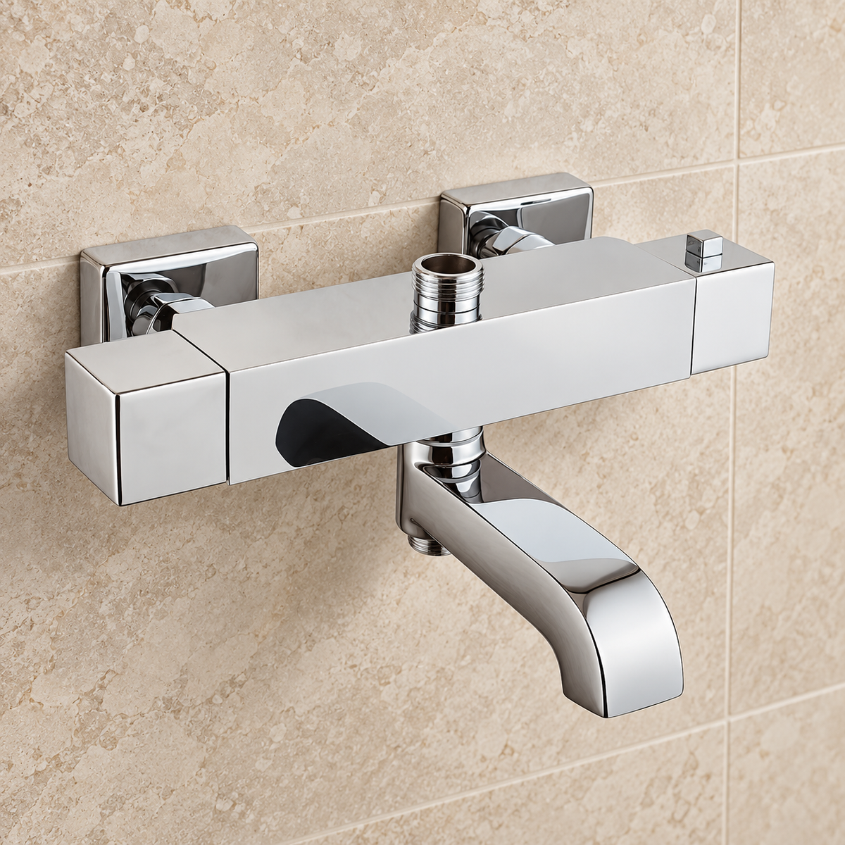 Nevada Square Thermostatic Bar Bath Shower Mixer – Chrome