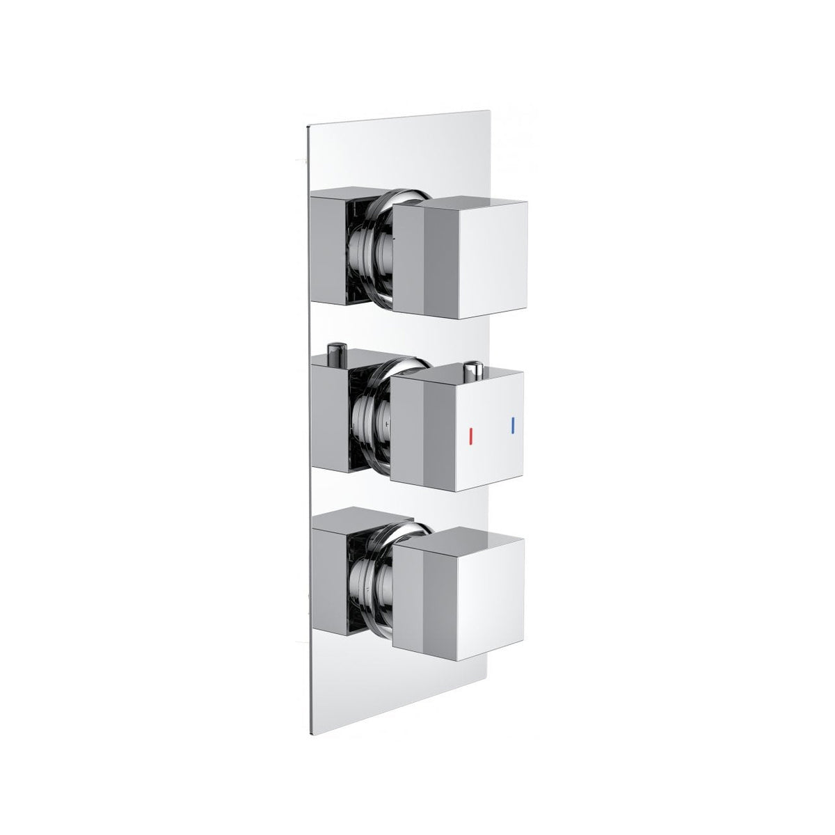 Nevada Square Triple Thermostatic Shower Valve – Chrome, 2 Outlet