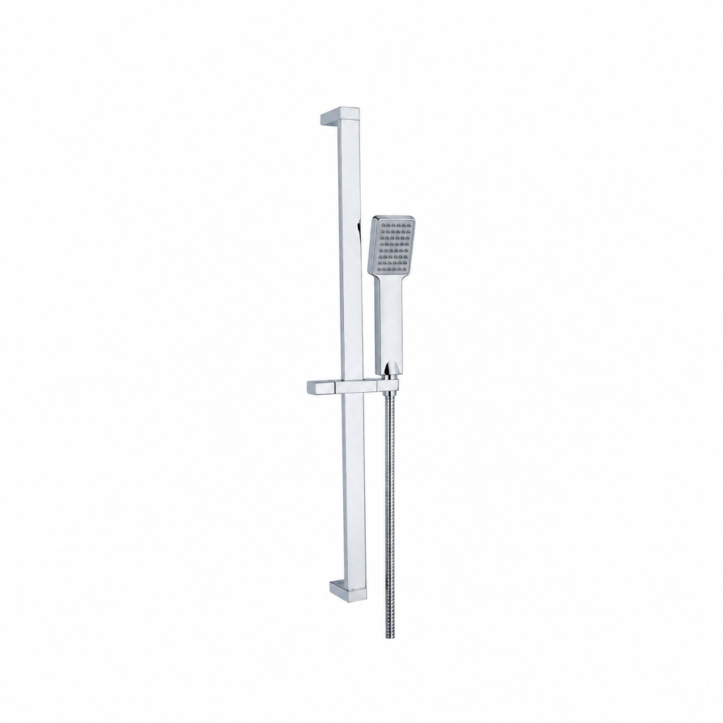 Nevada Square Shower Rail Kit with Handset, Hose & Inlet – Chrome