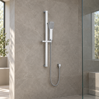 Nevada Square Shower Rail Kit with Handset, Hose & Inlet – Chrome