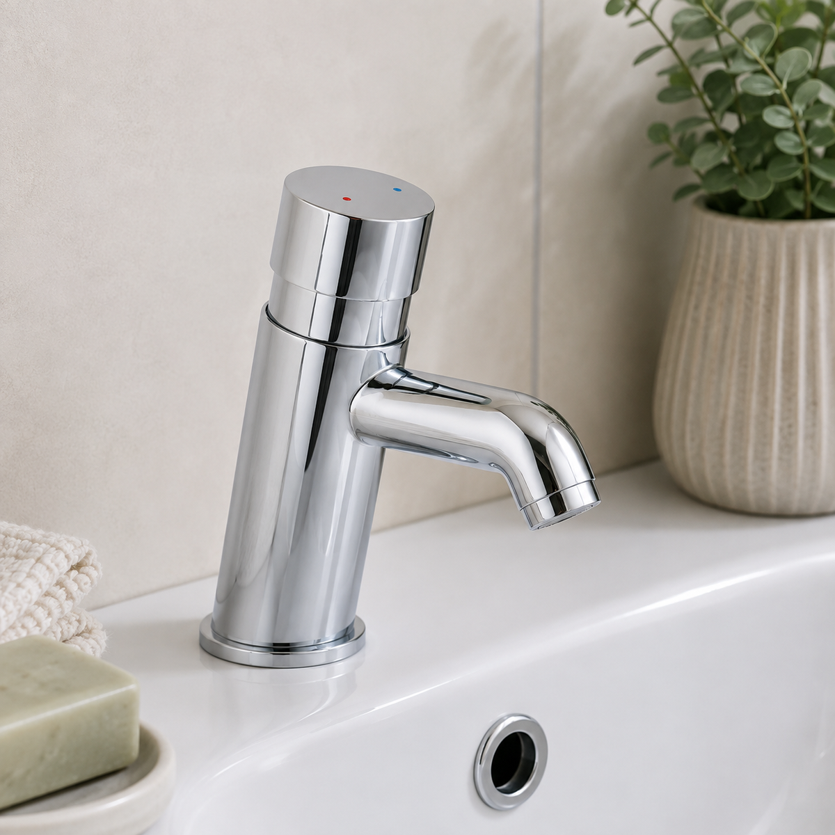 Non-Concussive Commercial Basin Mixer – Chrome
