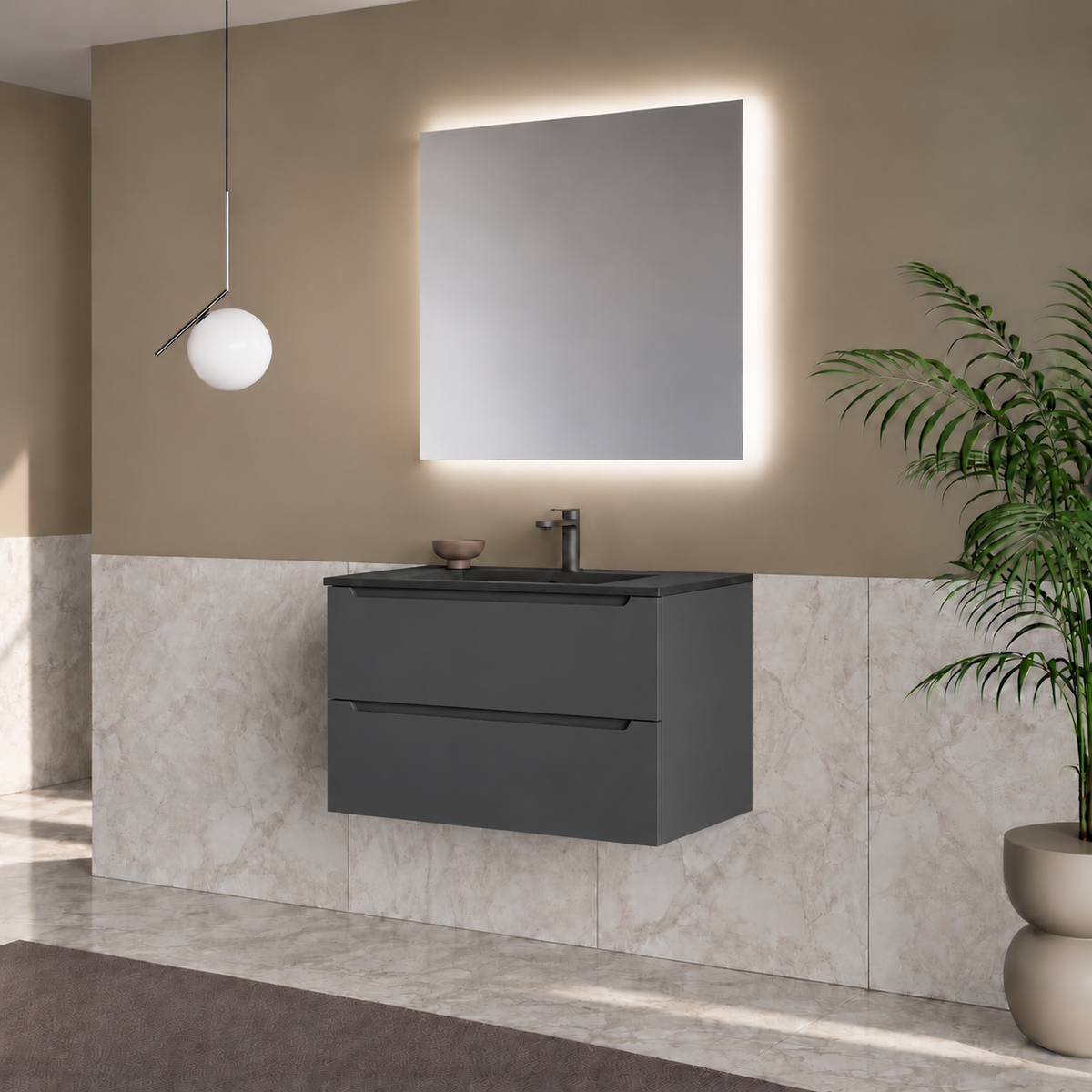 Nova 80 Wall-Hung 2-Drawer Vanity Unit & Padua Basin