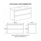 Nova 80 Wall-Hung 2-Drawer Vanity Unit & Padua Basin