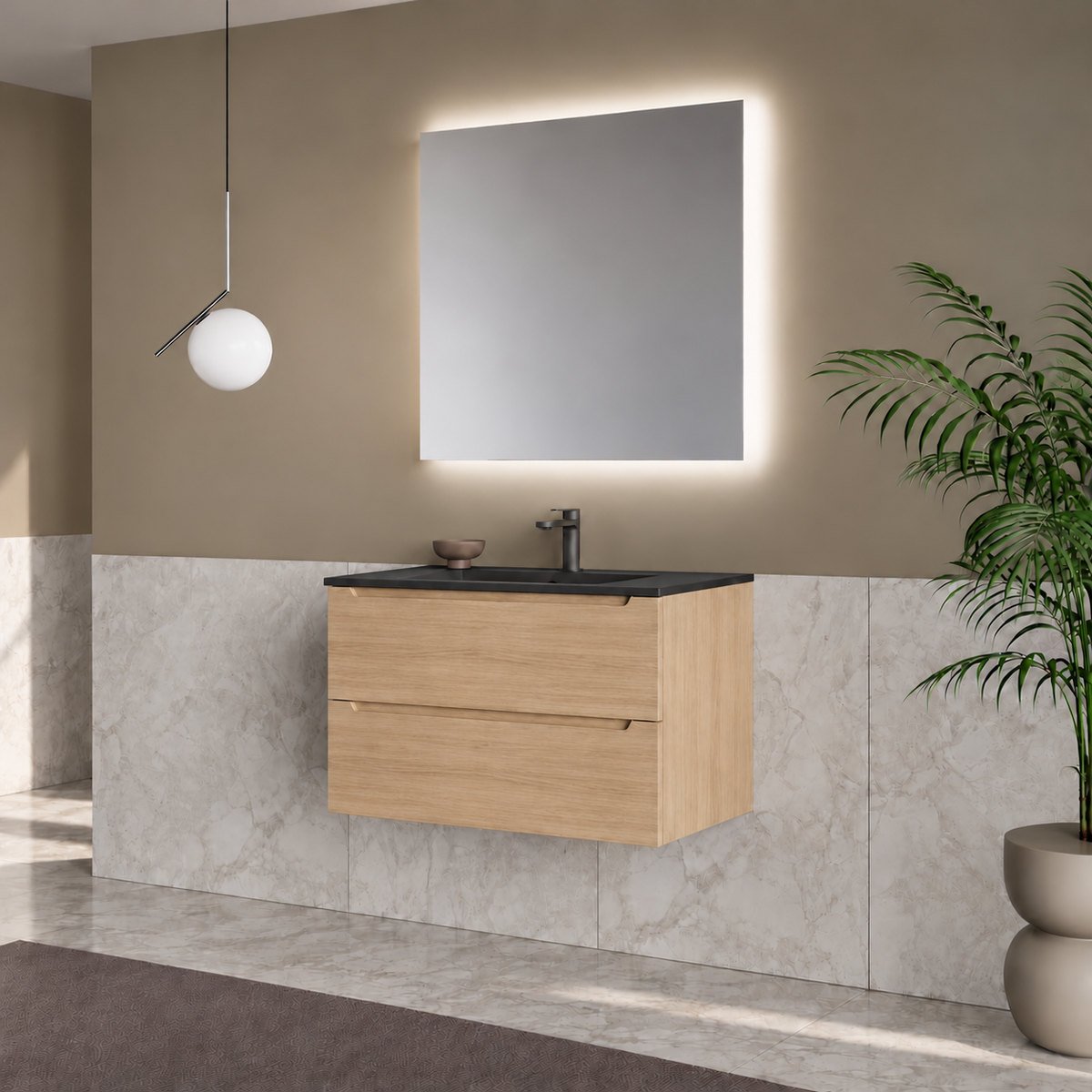 Nova 80 Wall-Hung 2-Drawer Vanity Unit & Padua Basin