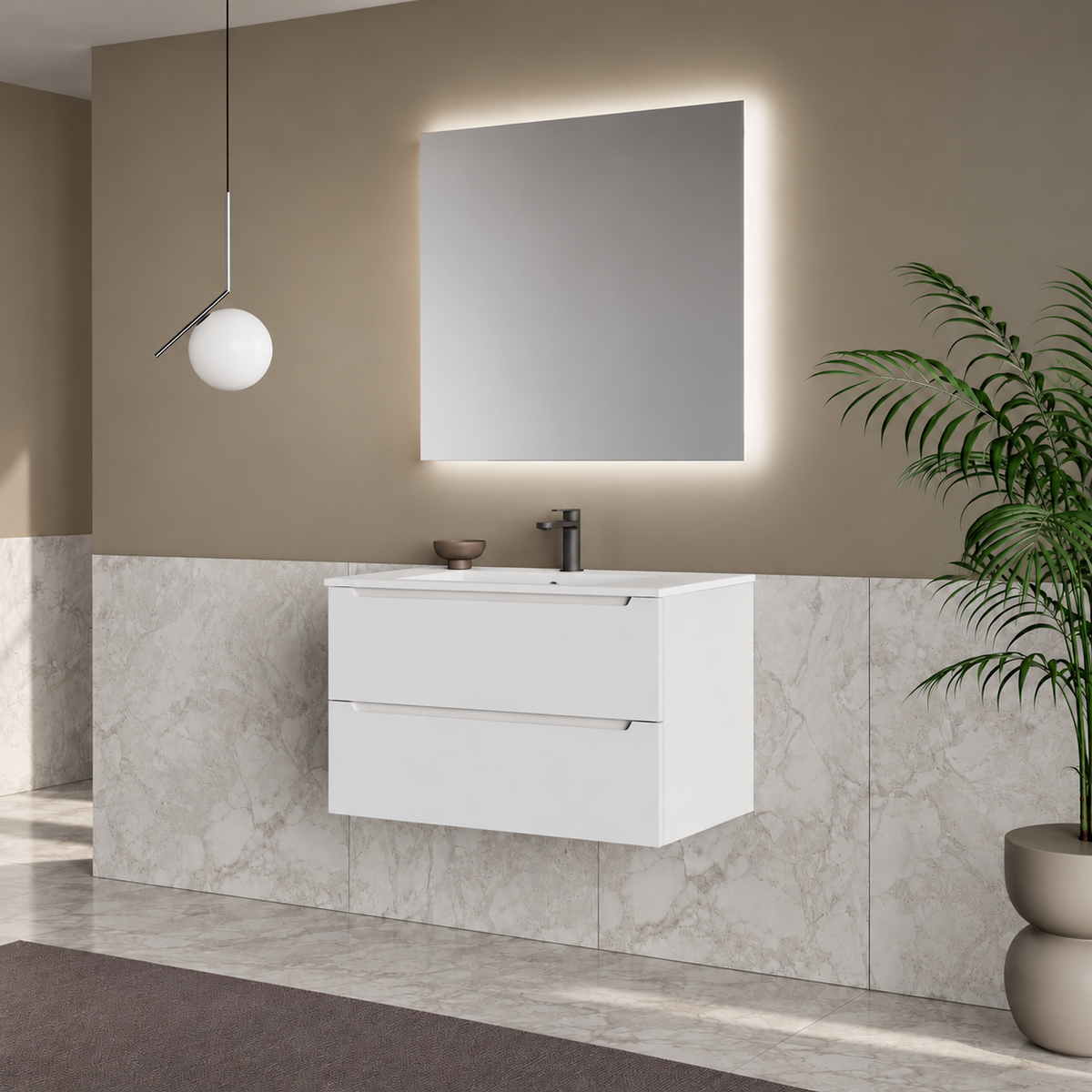 Nova 80 Wall-Hung 2-Drawer Vanity Unit & Padua Basin