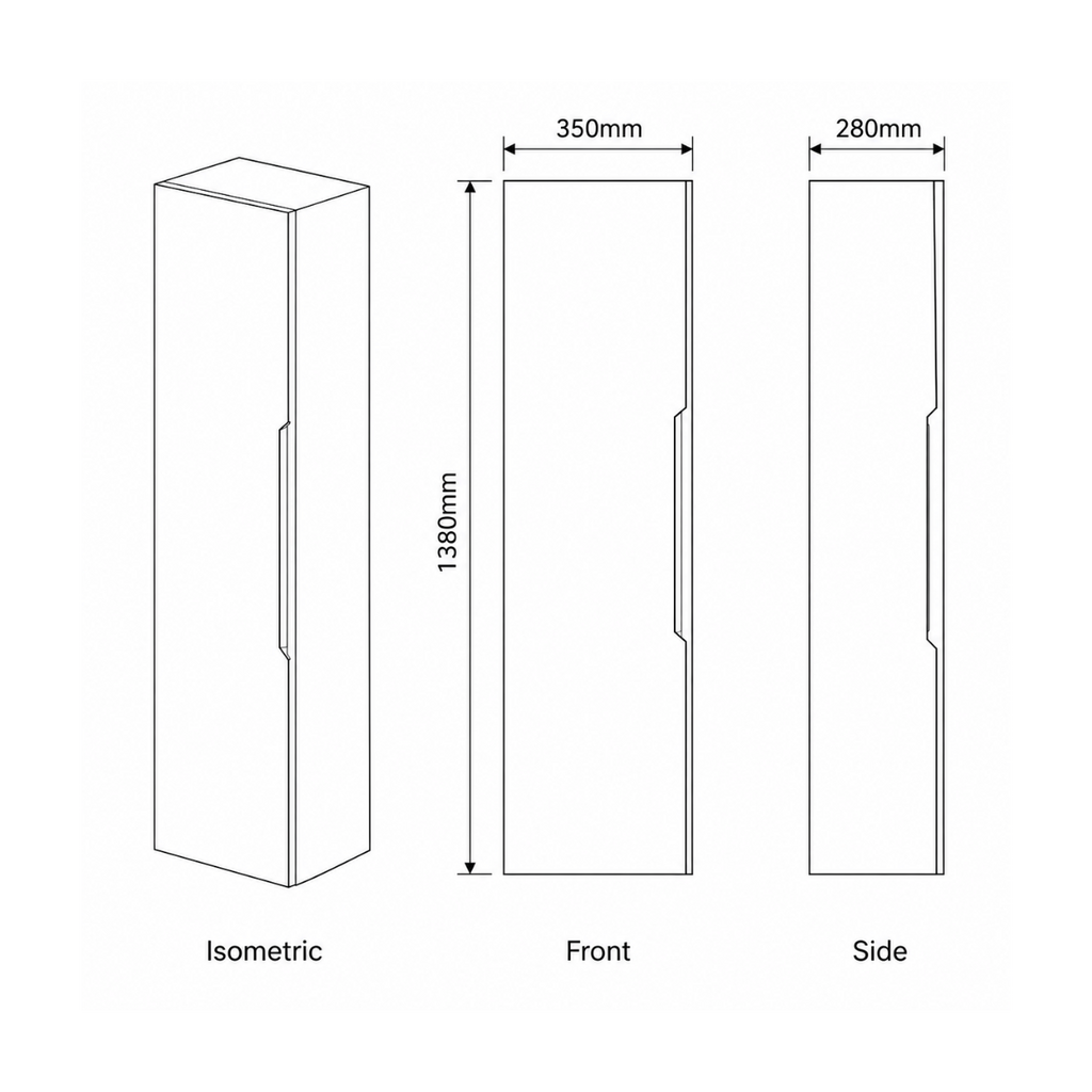 Nova 350mm Wall-Hung Bathroom Column Unit | 3 Colours