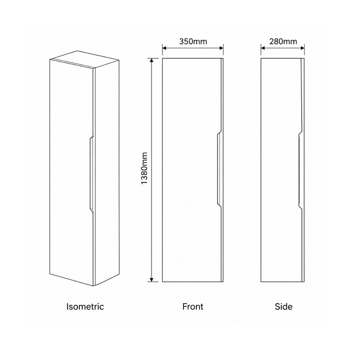 Nova 350mm Wall-Hung Bathroom Column Unit | 3 Colours