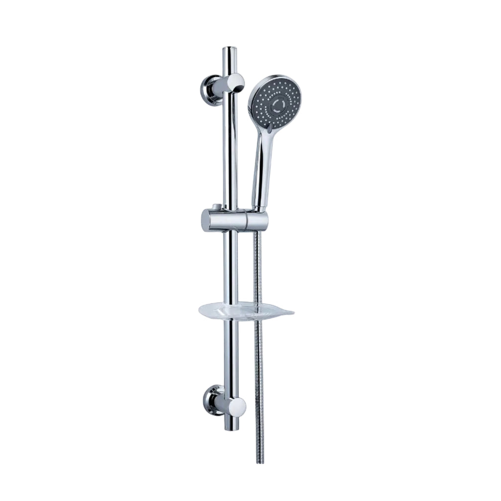 Ohio Shower Rail Kit with Handset, Hose & Soap Dish – Chrome