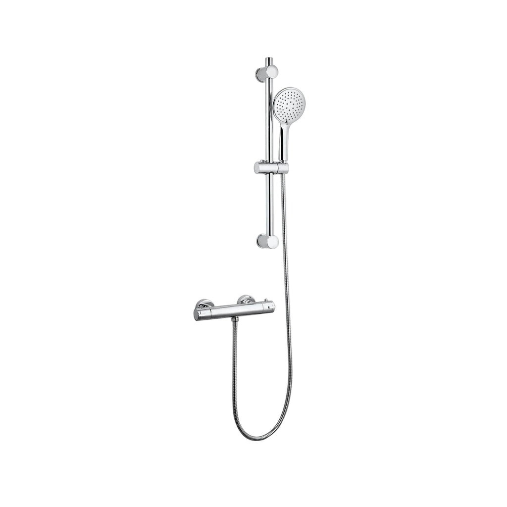 Ohio Thermostatic Bar Valve & Riser Kit with Rainfall Shower Head – Chrome