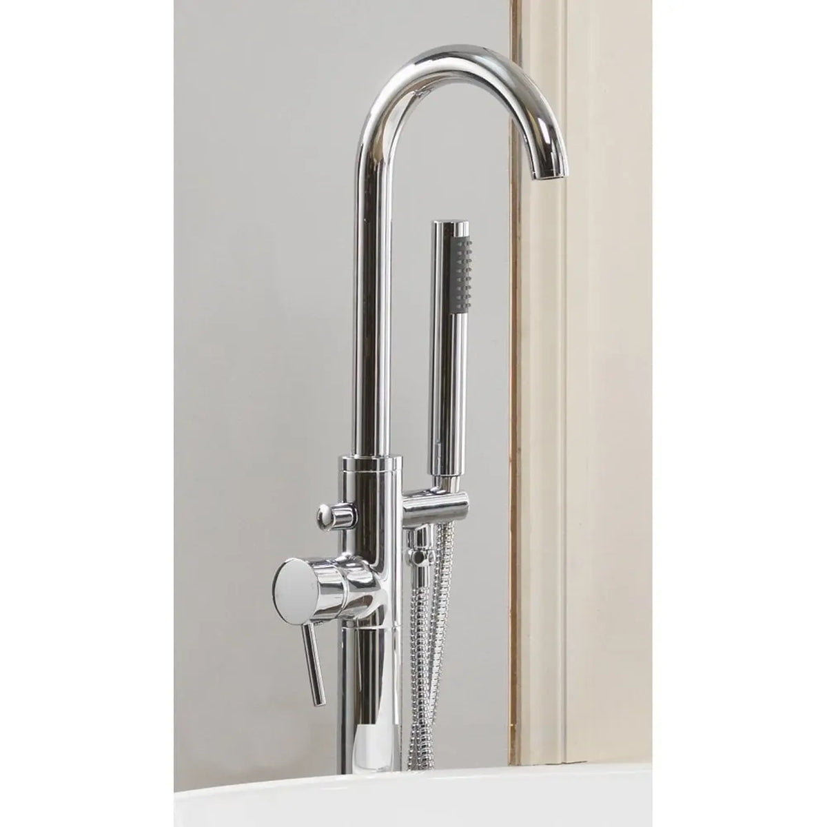 Ohio Chrome Freestanding Single Lever Bath Shower Mixer with Handset