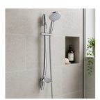 Ohio Rainfall Shower Kit with Slide Rail, Handset, Hose & Soap Dish – Chrome