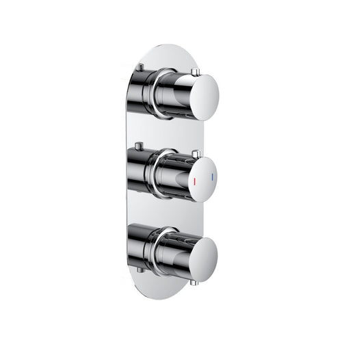 Ohio Round Chrome Triple Thermostatic Shower Valve – 2 Outlets