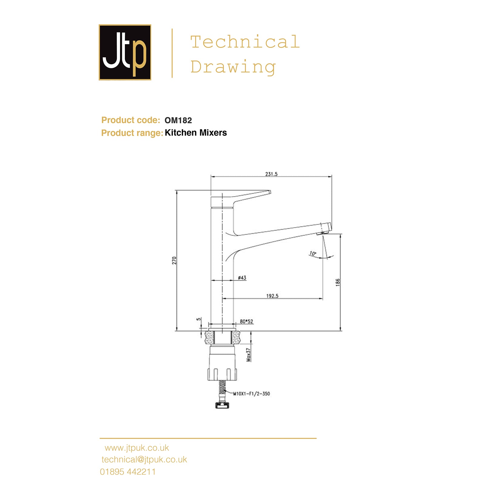 Omega High Neck Kitchen Sink Mixer
