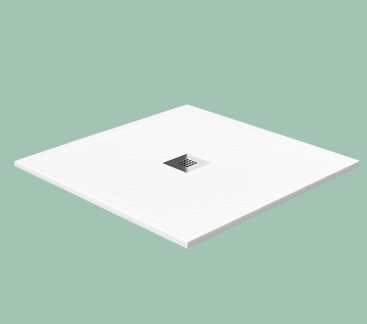 Oh My Shower Slate Square Mineral Composite Shower Tray with McAlpine Waste