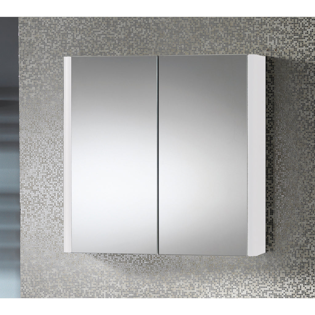 Genesis Oregon 600mm Double Door Mirrored Bathroom Cabinet - Gloss White