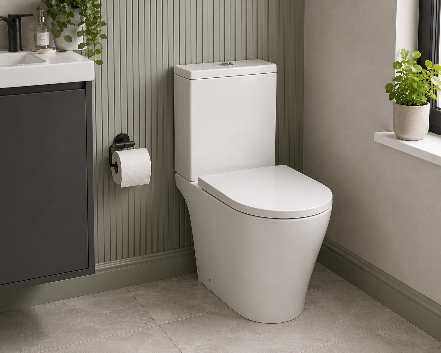 Oregon Rimless Open-Back WC including Soft Close Seat