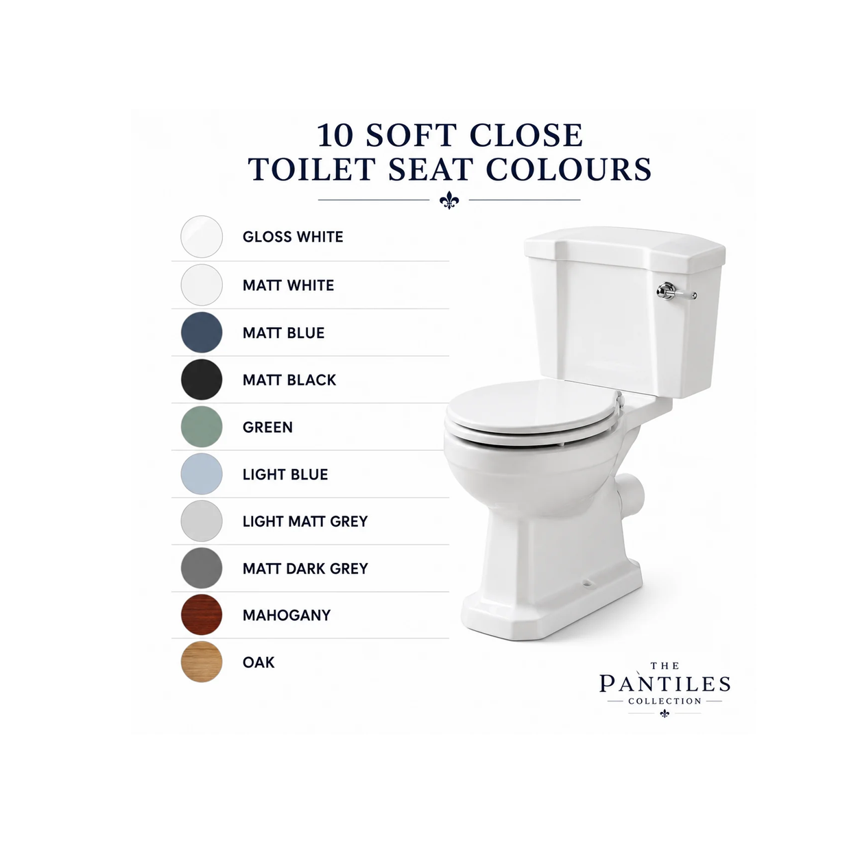 The Pantiles Traditional Close Coupled WC Pan – White | Choice of 10 Soft Close Seats