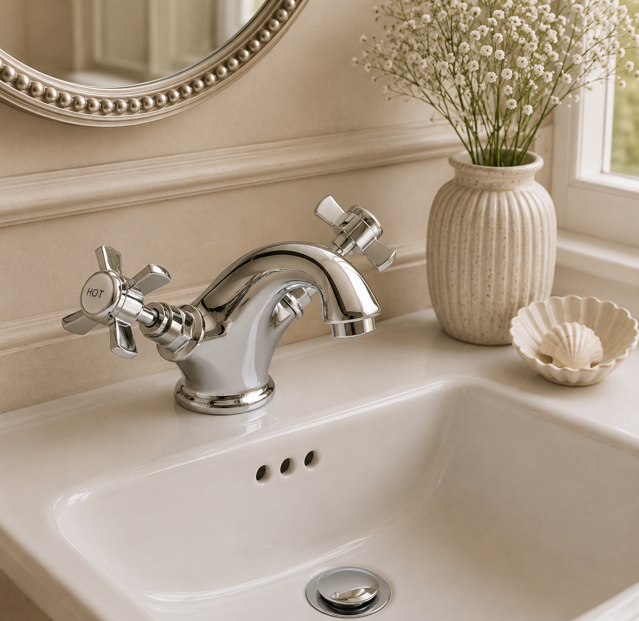 Molyneux Traditional Mono Basin Mixer with Click-Clack Waste – Chrome