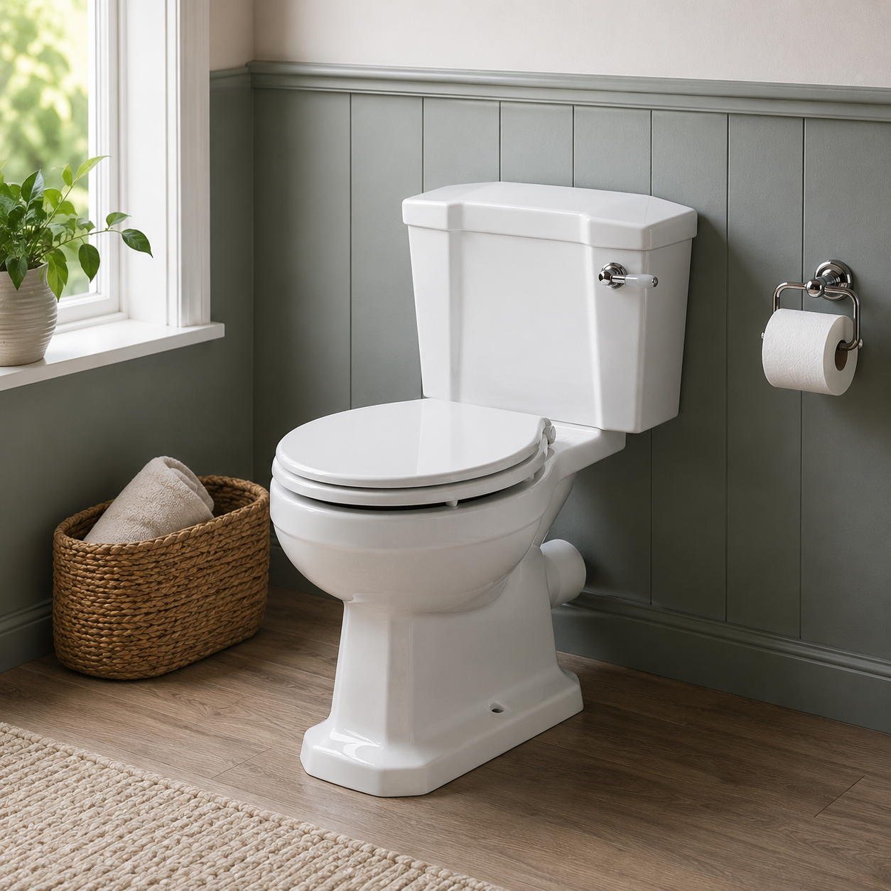 The Pantiles Traditional Close Coupled WC Pan – White | Choice of 10 Soft Close Seats