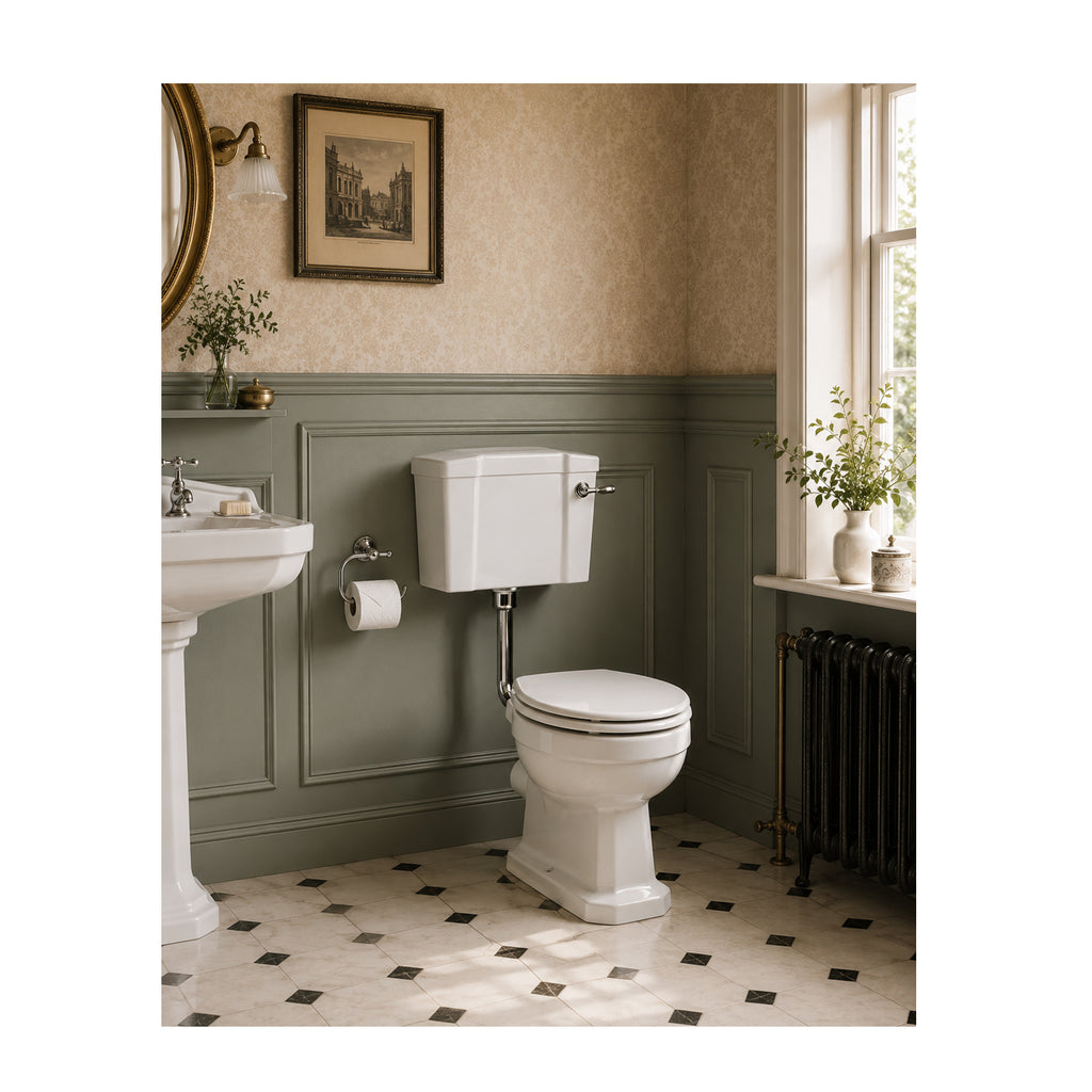 The Pantiles Traditional Low Level WC Suite – Chrome or Brushed Brass Fittings