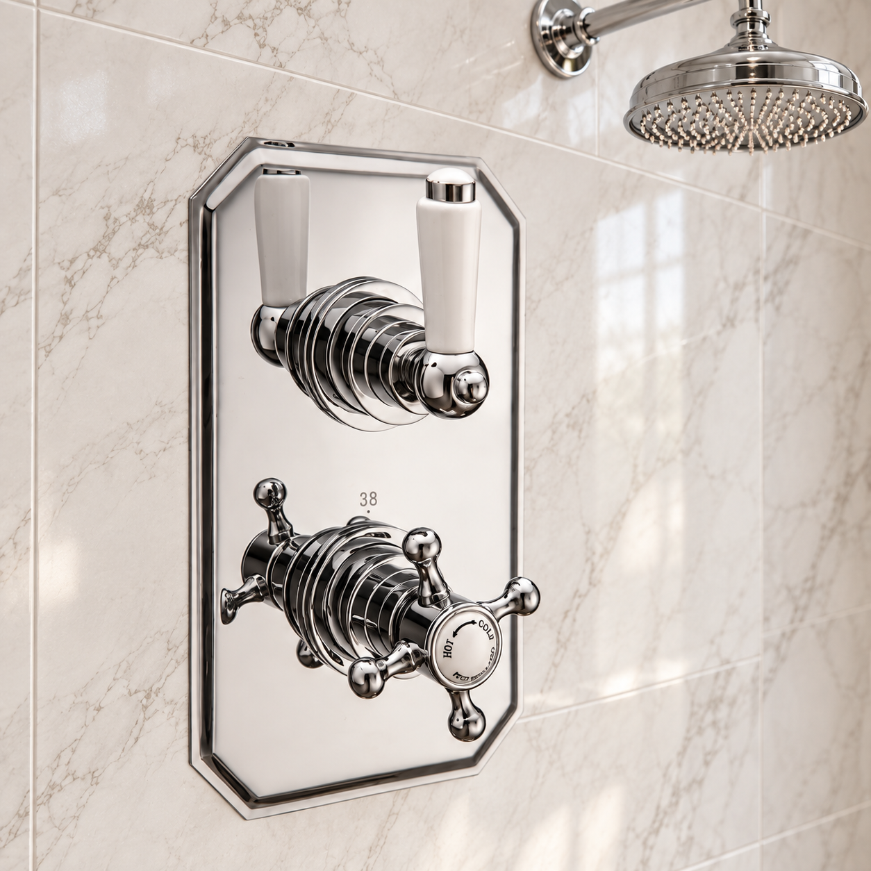 The Pantiles Traditional One-Way Concealed Thermostatic Shower Valve – Chrome & White