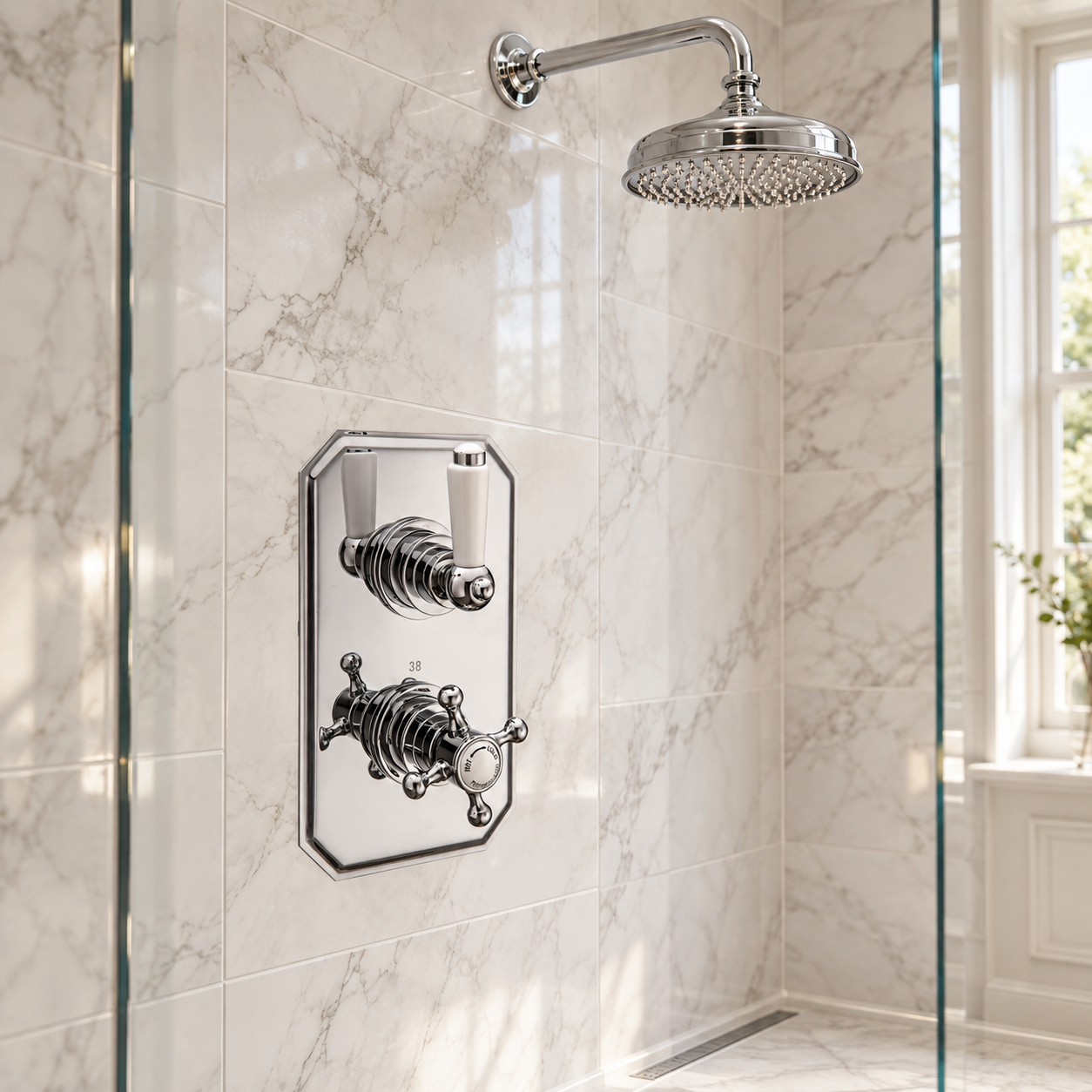 The Pantiles Traditional One-Way Concealed Thermostatic Shower Valve – Chrome & White