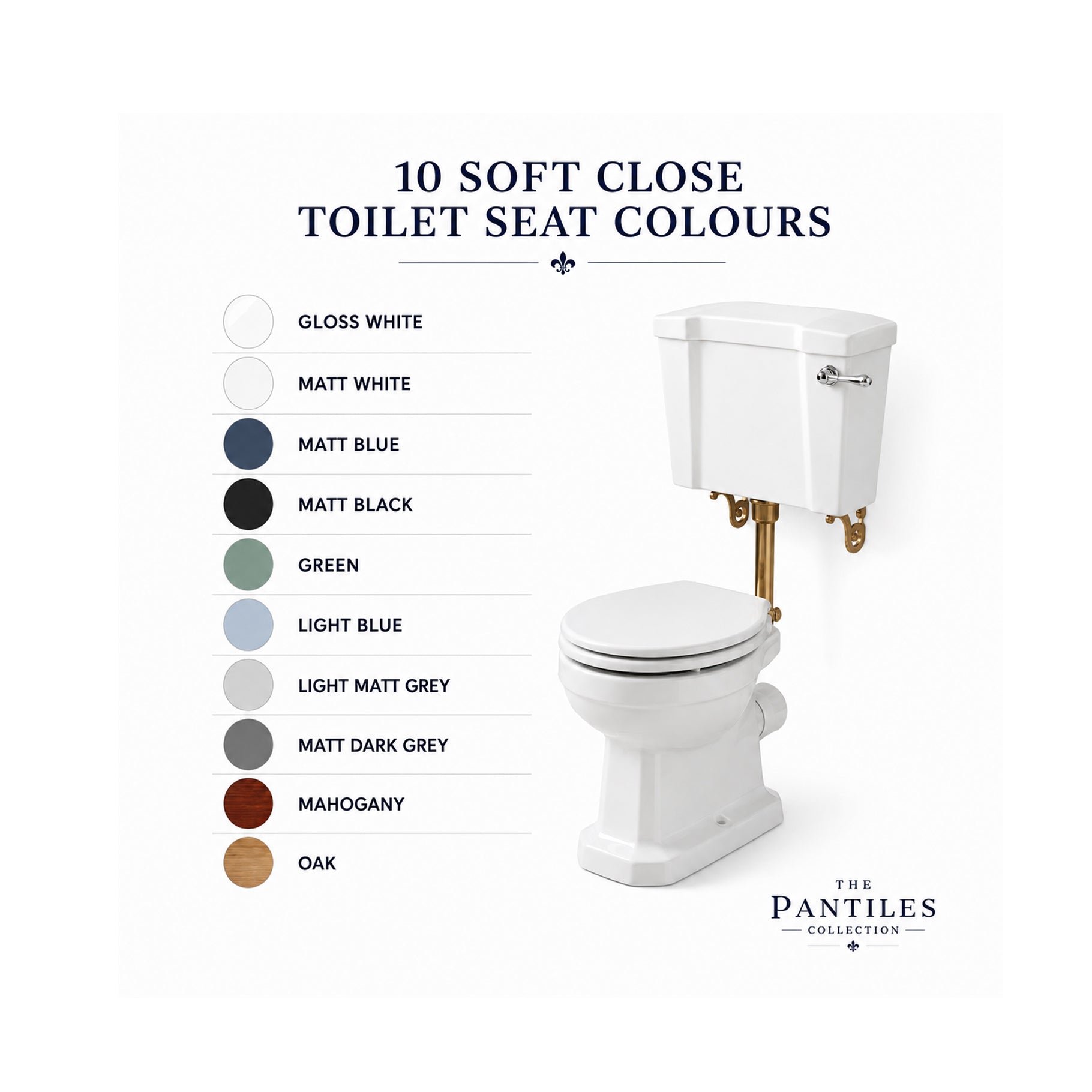 The Pantiles Traditional Low Level WC Suite – Chrome or Brushed Brass Fittings