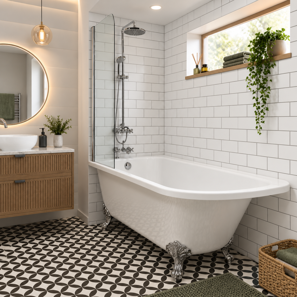 The Pantiles 1685mm Traditional Shower Bath – Left or Right Hand