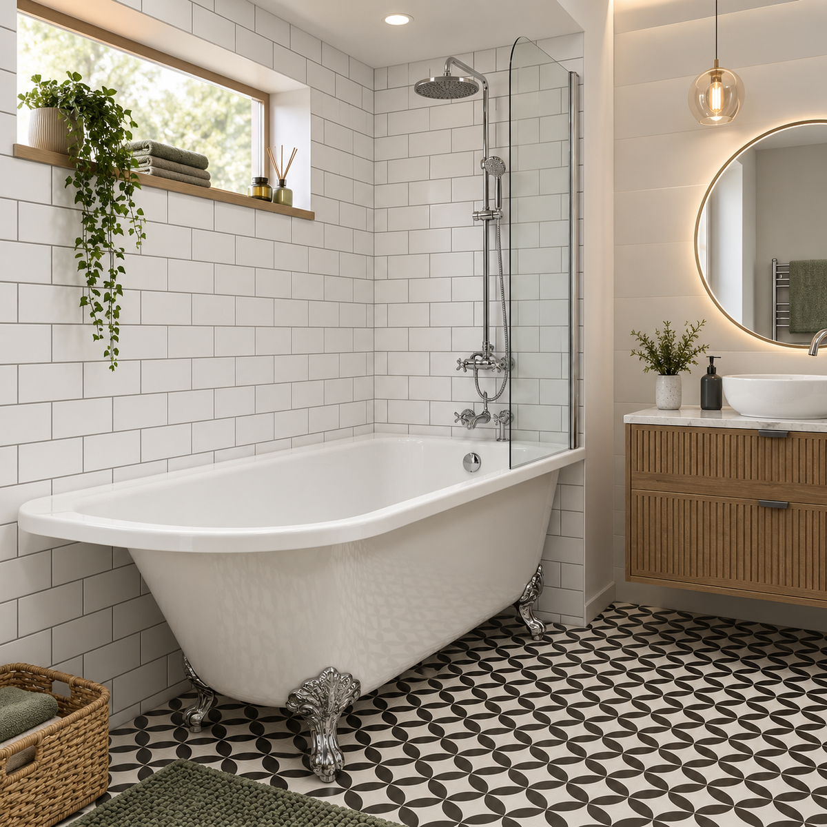 The Pantiles 1685mm Traditional Shower Bath – Left or Right Hand