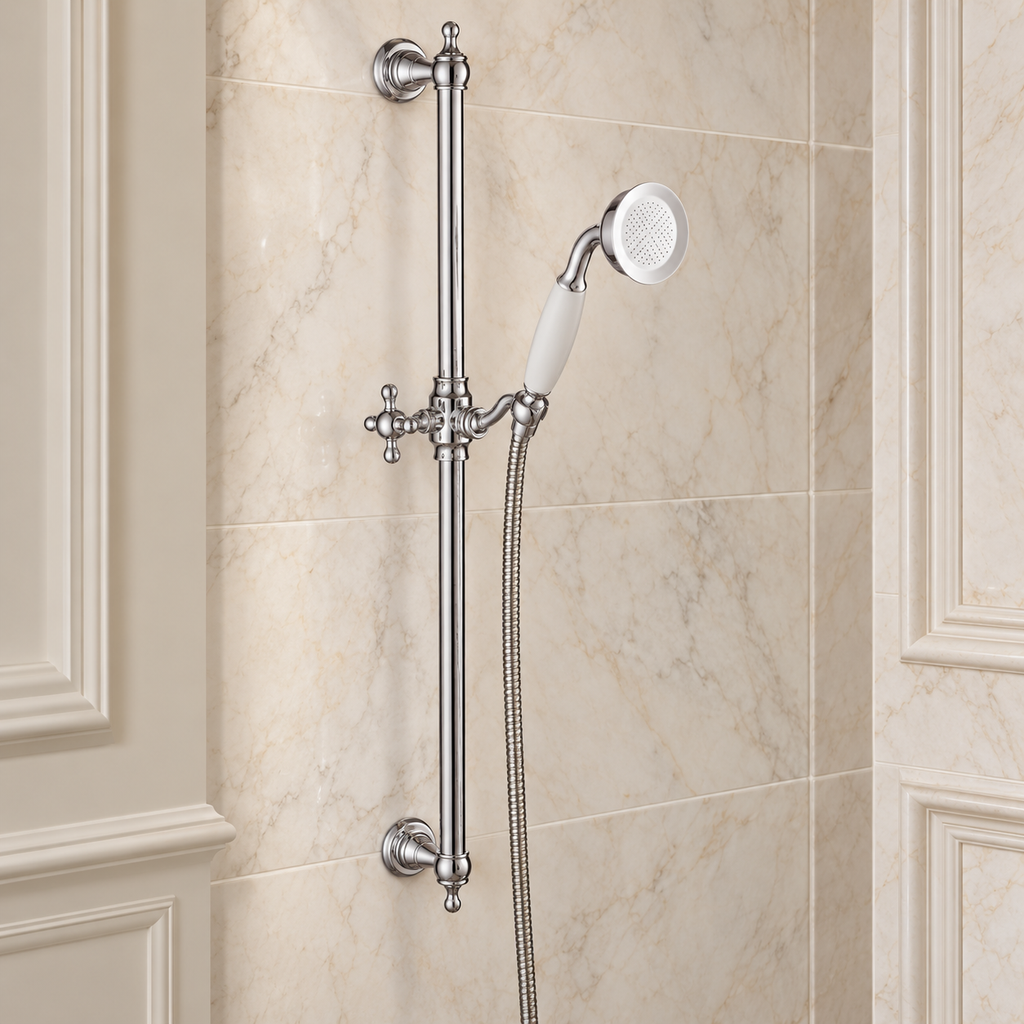 The Pantiles Traditional Slider Rail Kit or Handset – Chrome & White