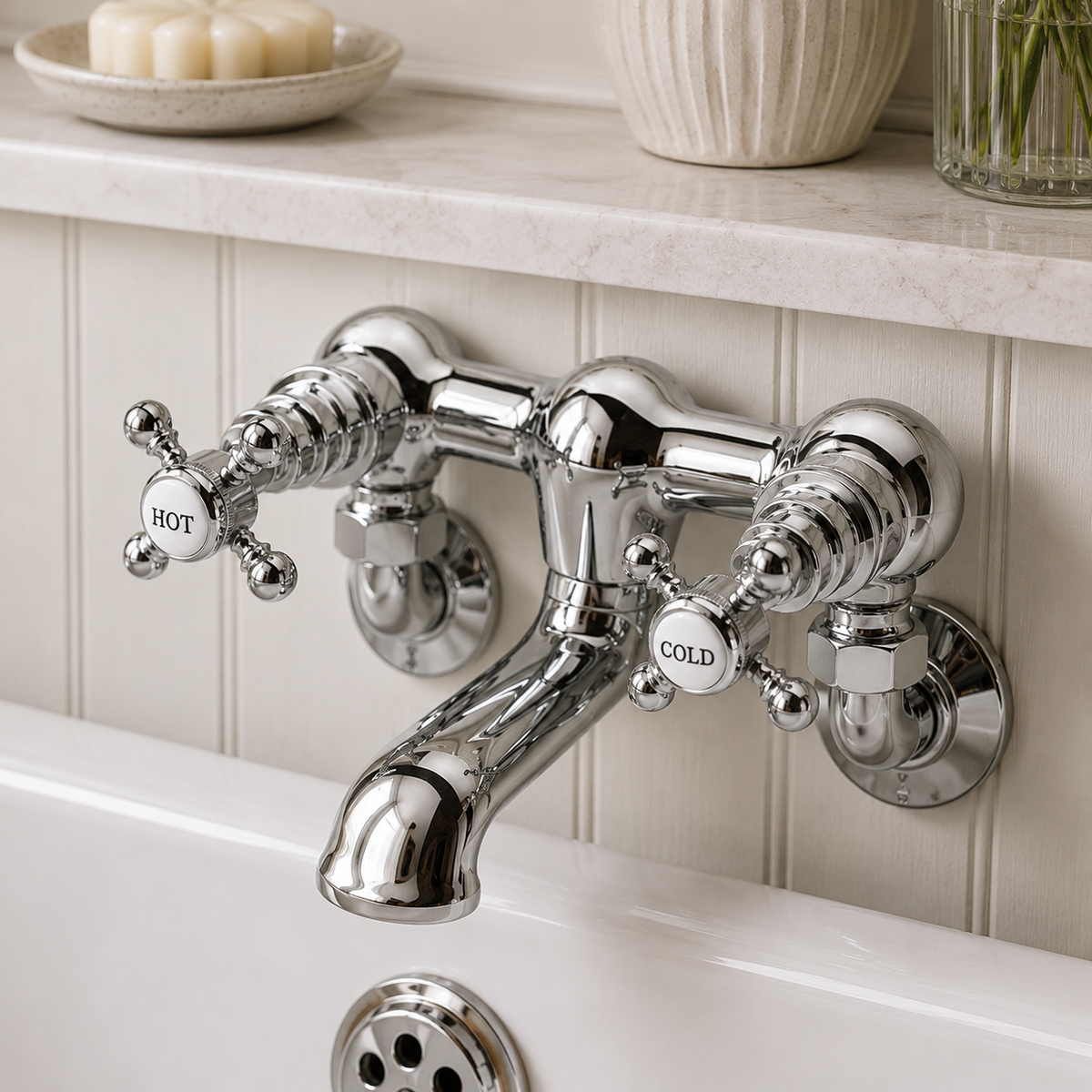 The Pantiles Traditional Wall Mounted Bath Filler – Chrome