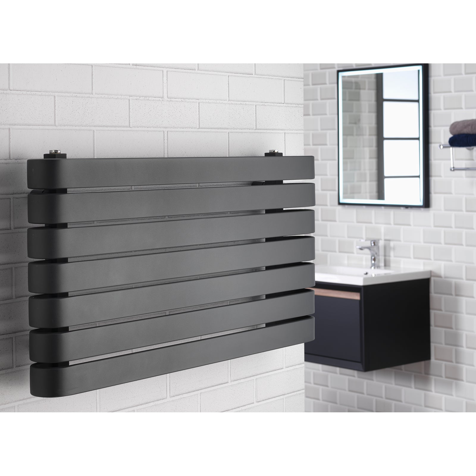 Parma 500 x 1000mm Horizontal Designer Towel Rail