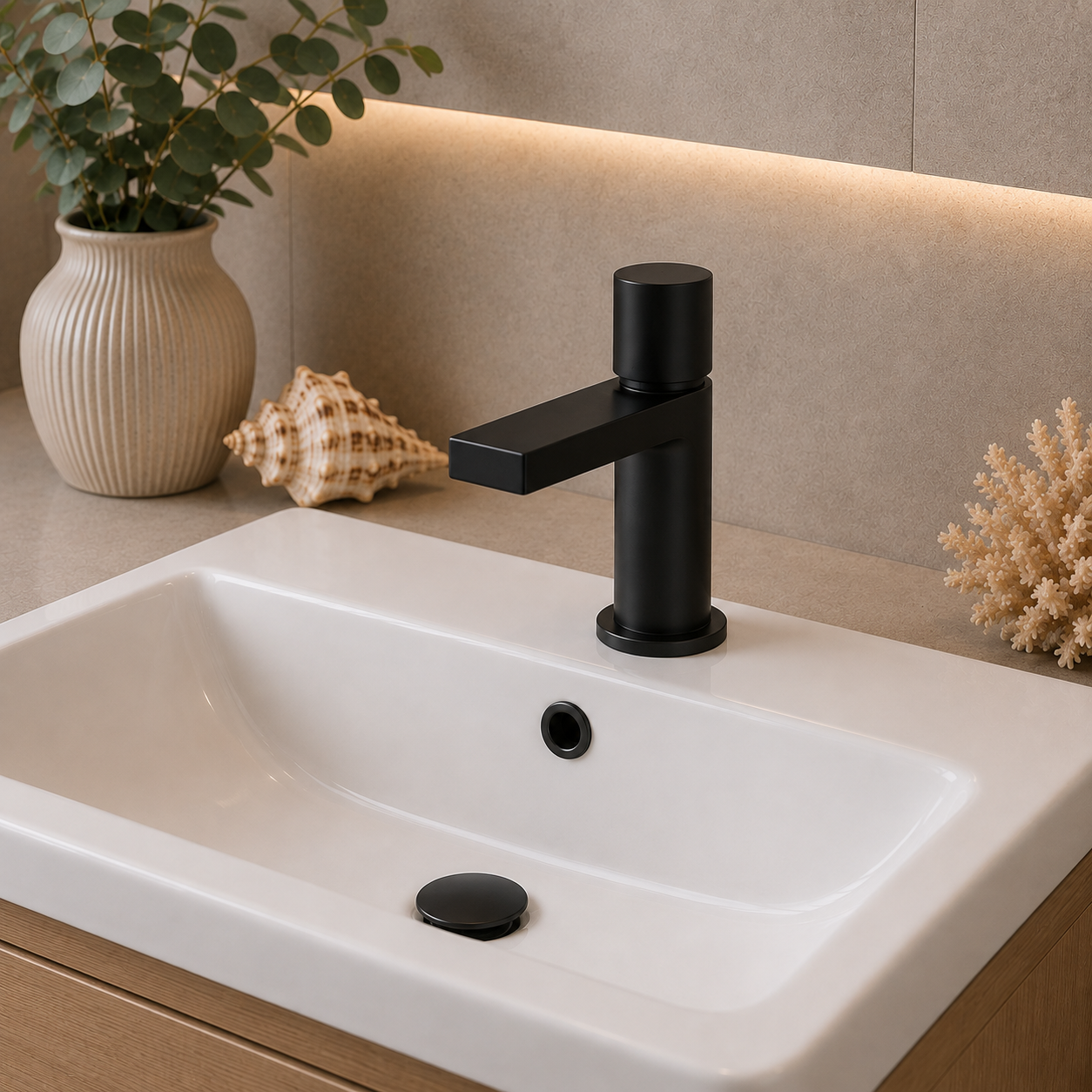 Pembury Basin Mixer Tap with Click-Clack Waste – Chrome or Matt Black