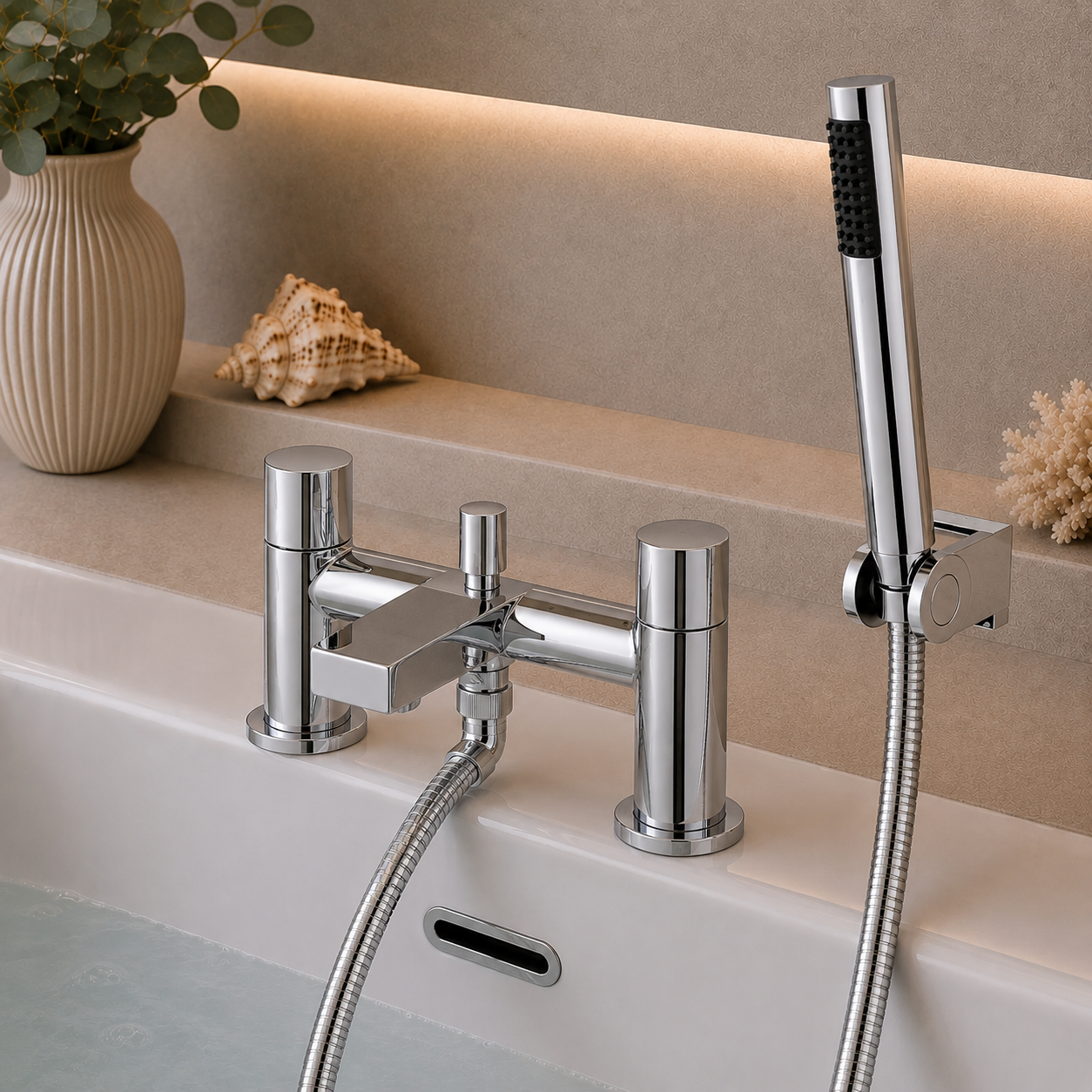 Pembury Deck Mounted Bath Shower Mixer – Chrome or Matt Black